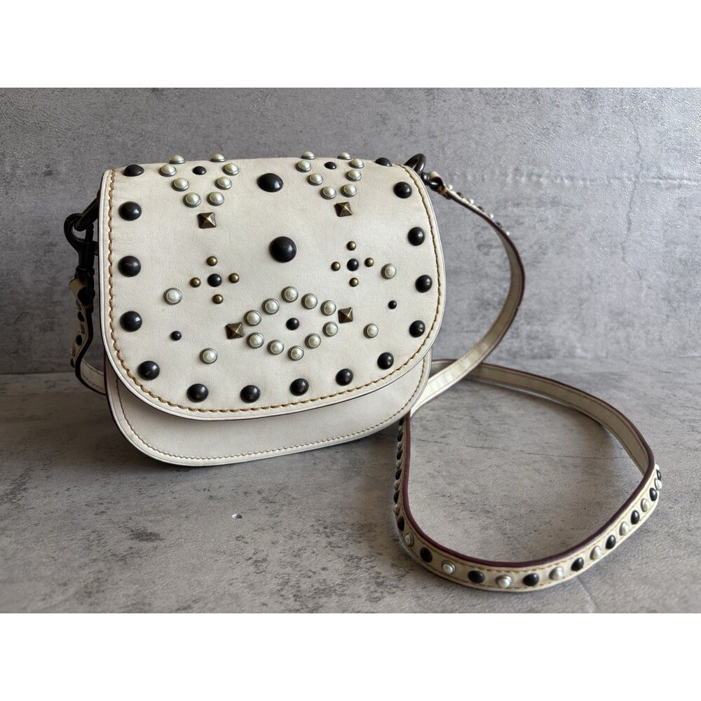 Coach 1941 Saddle 17 With Western Rivets in White/ Chalk Leather Crossbody Bag - Picture 2 of 8